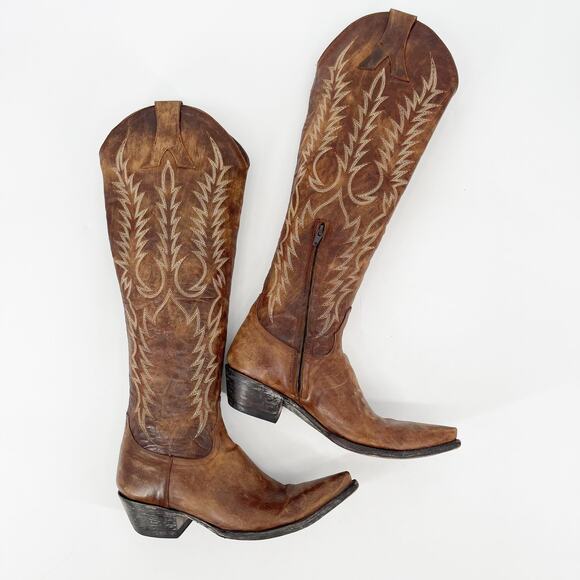 Old Gringo Women’s 8 Mayra Brass Brown Knee High Tall Western Cowgirl Boots - Picture 3 of 13